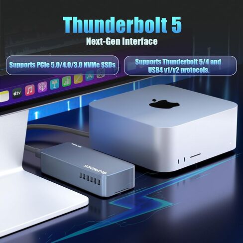 حاوية GLOTRENDS EM6001 80 جيجابت في الثانية M.2 NVMe SSD، وحدة تحكم JHL9480 B2، متوافقة مع Thunderbolt 5/4/3/USB4 V2، حتى 7000 ميجابايت/ثانية، تدعم 8 تيرابايت SSD، مروحة PWM مدمجة in Saudi Arabia