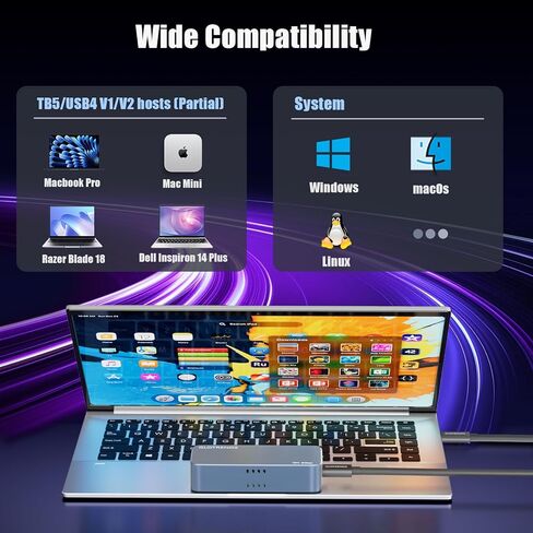حاوية GLOTRENDS EM6001 80 جيجابت في الثانية M.2 NVMe SSD، وحدة تحكم JHL9480 B2، متوافقة مع Thunderbolt 5/4/3/USB4 V2، حتى 7000 ميجابايت/ثانية، تدعم 8 تيرابايت SSD، مروحة PWM مدمجة in Saudi Arabia