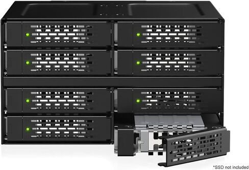 ICY DOCK ToughArmor MB508V5P-B 8-Bay 15 mm U.2/U.3 NVMe SSD قفص حامل متنقل لخليج محرك مزدوج 5.25 بوصة (4 x MCIO 8i SFF-TA-1016) in Saudi Arabia