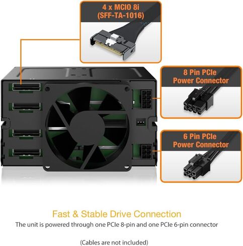 ICY DOCK ToughArmor MB508V5P-B 8-Bay 15 mm U.2/U.3 NVMe SSD قفص حامل متنقل لخليج محرك مزدوج 5.25 بوصة (4 x MCIO 8i SFF-TA-1016) in Saudi Arabia