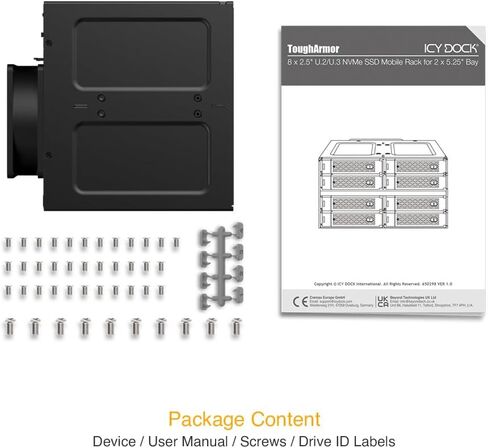 ICY DOCK ToughArmor MB508V5P-B 8-Bay 15 mm U.2/U.3 NVMe SSD قفص حامل متنقل لخليج محرك مزدوج 5.25 بوصة (4 x MCIO 8i SFF-TA-1016) in Saudi Arabia