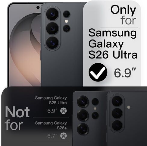JETech Magnetic Slim Case for Samsung Galaxy S26 Ultra, Compatible with MagSafe, Anti-Slip Grip & Full Camera Lens Protection, Ultra-Thin Lightweight Matte Finish Phone Cover (Black) in Saudi Arabia