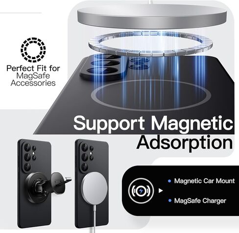 JETech Magnetic Slim Case for Samsung Galaxy S26 Ultra, Compatible with MagSafe, Anti-Slip Grip & Full Camera Lens Protection, Ultra-Thin Lightweight Matte Finish Phone Cover (Black) in Saudi Arabia