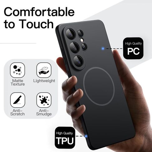 JETech Magnetic Slim Case for Samsung Galaxy S26 Ultra, Compatible with MagSafe, Anti-Slip Grip & Full Camera Lens Protection, Ultra-Thin Lightweight Matte Finish Phone Cover (Black) in Saudi Arabia