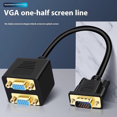 VGA الفاصل كابل 1 المدخلات 2 الإخراج 1080P محول شاشة مزدوجة 25 سنتيمتر كابل لأجهزة الكمبيوتر المحمول أجهزة العرض LCD تلفزيونات صندوق يعرض in Kuwait