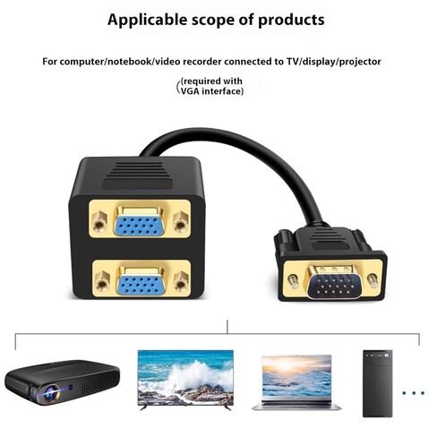 VGA الفاصل كابل 1 المدخلات 2 الإخراج 1080P محول شاشة مزدوجة 25 سنتيمتر كابل لأجهزة الكمبيوتر المحمول أجهزة العرض LCD تلفزيونات صندوق يعرض in Kuwait