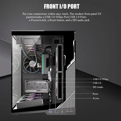 ESGAMING Zero M- ATX PC Case Mini-Tower Airflow Computer Case | 8° Slanted Base | Panoramic View | Fully Ventilated | Black No Fan in Saudi Arabia