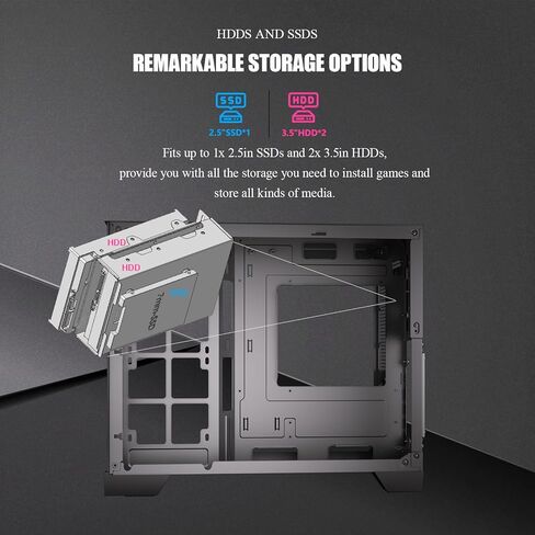 ESGAMING Zero M- ATX PC Case Mini-Tower Airflow Computer Case | 8° Slanted Base | Panoramic View | Fully Ventilated | Black No Fan in Saudi Arabia