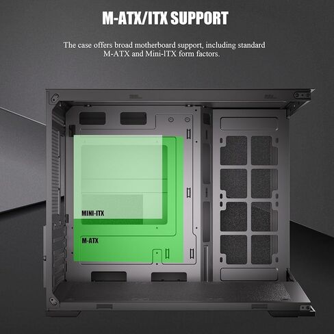 ESGAMING Zero M- ATX PC Case Mini-Tower Airflow Computer Case | 8° Slanted Base | Panoramic View | Fully Ventilated | Black No Fan in Saudi Arabia