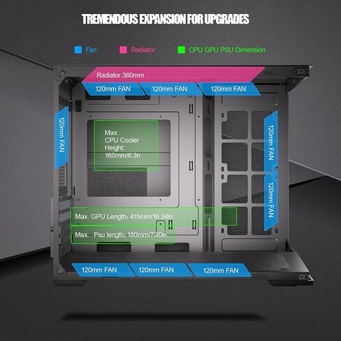 ESGAMING Zero M- ATX PC Case Mini-Tower Airflow Computer Gaming Case | 8° Slanted Base | Panoramic View | Fully Ventilated | Black-No Fan in Saudi Arabia