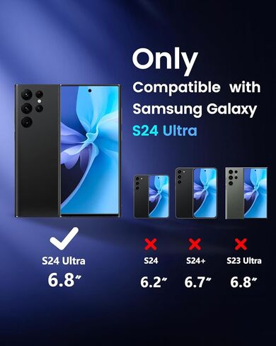 قطعة بديلة لشاشة OLED لهاتف Samsung Galaxy S24 Ultra 5G مع إطار ومستشعر بصمة الإصبع - تتضمن مجموعة أدوات كاملة ودليل التثبيت (أسود) in Kuwait