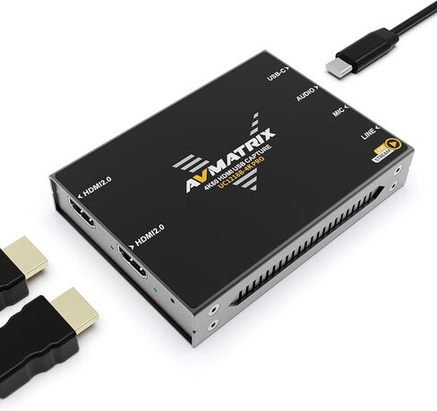 بطاقة التقاط الألعاب AVMATRIX HDMI إلى USB3.1 - حلقة 4K60 هرتز للألعاب ذات زمن الوصول الصفري والتقاط 4K60 هرتز-UVC/UAC التوصيل والتشغيل لـ OBS، والتكبير، والتويتش للبث المباشر لأجهزة PS5، وXbox، وSwitch (UC1218B-4KPRO) in Saudi Arabia