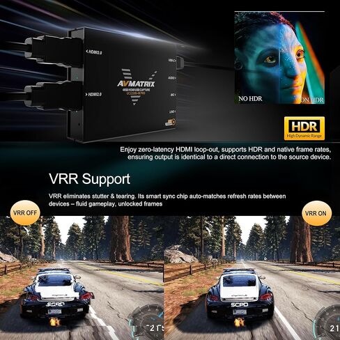 بطاقة التقاط الألعاب AVMATRIX HDMI إلى USB3.1 - حلقة 4K60 هرتز للألعاب ذات زمن الوصول الصفري والتقاط 4K60 هرتز-UVC/UAC التوصيل والتشغيل لـ OBS، والتكبير، والتويتش للبث المباشر لأجهزة PS5، وXbox، وSwitch (UC1218B-4KPRO) in Saudi Arabia