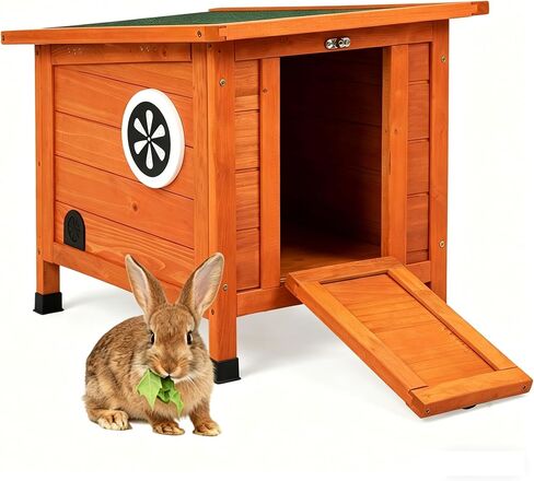 Coziwow Rabbit Hutch Indoor Outdoor, Nonslip Ramp Small Animal Cage, Gray in Saudi Arabia