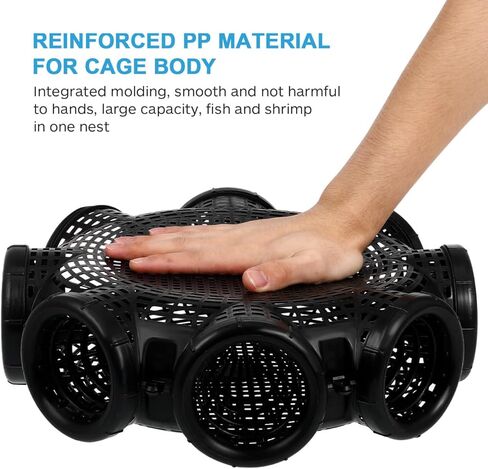 Toddmomy Portable EEL Catching Cage Crab Trap Shrimp Lobster Fishing Basket 14.05X14.05X4.33In Lightweight Mesh Net for Outdoor Seafood Hunting in Saudi Arabia
