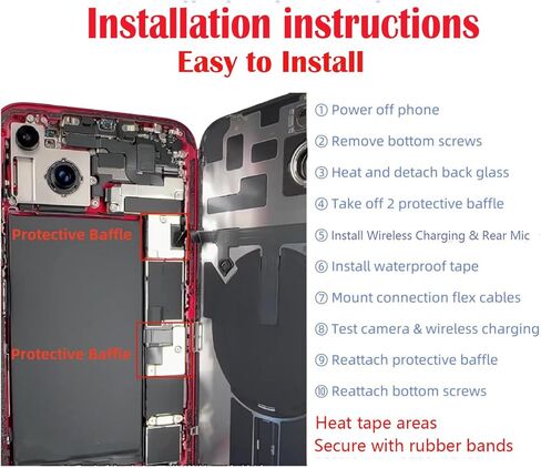 Original 14 Plus Back Glass Replacement & with Plate & Flex Cable and All Parts, Pre-Installed Camera Frame for 14 Plus + Repair Tools (Midnight) in Saudi Arabia