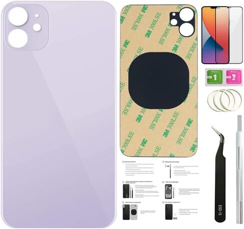 12 Mini Back Glass Replacement for iPhone 12Mini Back Cover Glass (5.4 Inch) with Pre-Installed Tape +Installation Instruction + Repair Tools+ Screen Protector (Purple) in Saudi Arabia