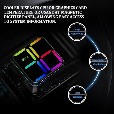 Thermalright Magic Qube 360 ARGB Black CPU AIO Cooler with ARGB Digital Display Cold Head, Wireless Splicing 3 Fans-2000RPM, 360 Liquid Cooling for LGA1851/1700/1150/1151/1200/AM4/AM5 in Saudi Arabia