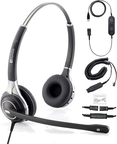سماعة أذن مزدوجة ممتازة مع ميكروفون فائق إلغاء الضوضاء مع كابل USB وHIS لـ Avaya IP 1608، 1616، 9601، 9608، 9611، 9611G، 9620، 9621، 9630، 9631، 9640، 9641، 9650، 9670، J139، J169 و J179 in Kuwait