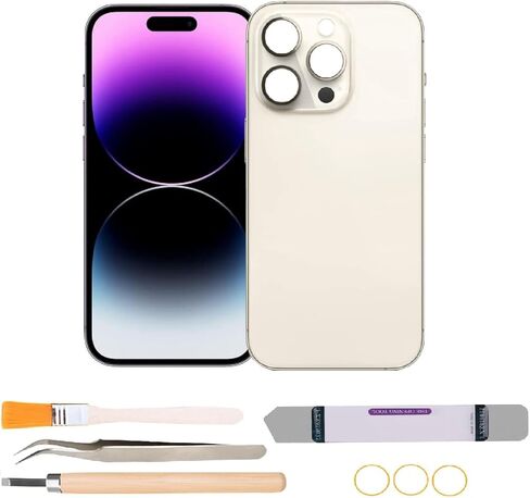 استبدال الزجاج الخلفي الخلفي متوافق مع iPhone 14 Pro مع مجموعة أدوات الإصلاح (أسود) in Kuwait