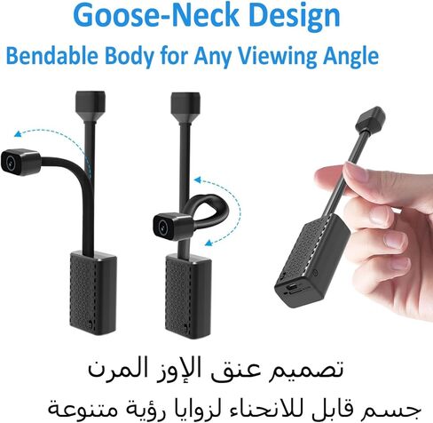 W-G2 Mini Goose-Neck Security Camera, Indoor Camera Wireless with Magnetic Mount, 2K HD, Color Night Vision, Built-in Hotspot & Battery, Motion Detection, Cloud Storage, Phone/PC Monitoring in Kuwait
