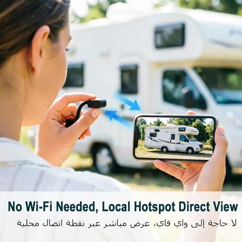 W-G2 Mini Goose-Neck Security Camera, Indoor Camera Wireless with Magnetic Mount, 2K HD, Color Night Vision, Built-in Hotspot & Battery, Motion Detection, Cloud Storage, Phone/PC Monitoring in Kuwait