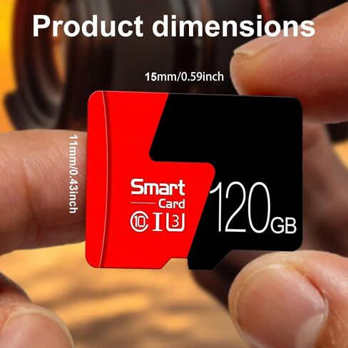 High Speed Micro SD Card with Adapter,120GB TF Card for Security Cameras, Smartphones,Tablets,Drones - U3,Class 10,A1,Full HD Video(Black) in Saudi Arabia