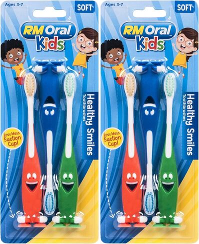 RM Oral Kids Healthy Fun Suction Cup Soft Toothbrushes, 4 Count Twin Pack in Kuwait