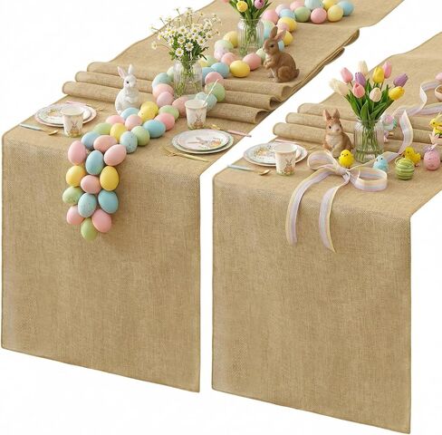 Burlap Table Runner Easter Table Runners 2 Pack 13x84 Inch Farmhouse Baby Blue Spring Table Linen for Family Dining Ceremony Table Decoration in Kuwait