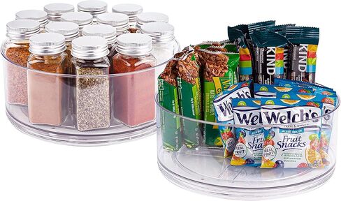 Lazy Susan Turntable - Clear Acrylic, Rotates 360 Degrees. Easily Organize Your Fridge, Cabinet or Counter. Great Carousel Storage for Food, Spices, Cosmetics. (2-Pack) in Saudi Arabia