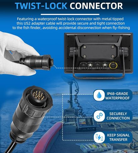 بديل لكابل محول Minn Kota MKR-US2-13 Universal Sonar 2 لـ APEX، SOLIX، Onix، XPLORE Fish Finders & US2 Trolling Motors - مقاوم للماء - كابل سونار ثنائي الأبعاد - 1852073 in Saudi Arabia