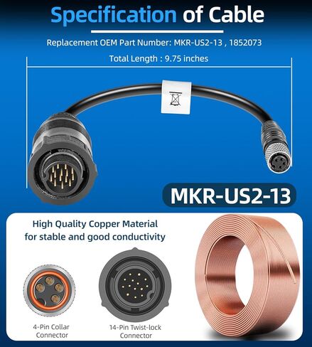 بديل لكابل محول Minn Kota MKR-US2-13 Universal Sonar 2 لـ APEX، SOLIX، Onix، XPLORE Fish Finders & US2 Trolling Motors - مقاوم للماء - كابل سونار ثنائي الأبعاد - 1852073 in Saudi Arabia