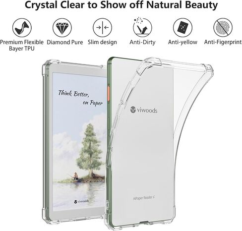 Aircawin Case for 6.13" Viwoods AiPaper Reader & AiPaper Reader Colour Mobile ePaper Case Clear 2025 Released,Shockproof Cover for Viwoods Aipaper E-Reader,Lightwheight Soft TPU Back Shell-Clear in Saudi Arabia