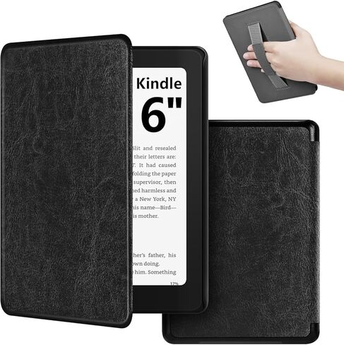 eReader Case for 6 Inch e-Reader 2024/2022 Cover 6" Ebook Reader, Lightweight Premium PU Leather Case Cover with Hand Strap, Auto Wake/Sleep for 6 inch Ebook Reader Case, Black in Saudi Arabia