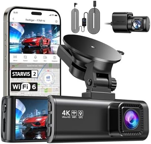 REDTIGER F7NP-N+OBD, Dash Cam 4K Front and 1080P Rear, STARVIS 2 Sensor, 5GHz WiFi (20MB/s), GPS, WDR & HDR Night Vision, 170°Wide Angle, Loop Recording with Emergency Lock(SD Card Not Included) in Saudi Arabia