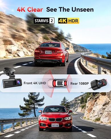 REDTIGER F7NP-N+OBD, Dash Cam 4K Front and 1080P Rear, STARVIS 2 Sensor, 5GHz WiFi (20MB/s), GPS, WDR & HDR Night Vision, 170°Wide Angle, Loop Recording with Emergency Lock(SD Card Not Included) in Saudi Arabia