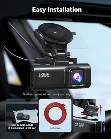 REDTIGER F7NP-N+OBD, Dash Cam 4K Front and 1080P Rear, STARVIS 2 Sensor, 5GHz WiFi (20MB/s), GPS, WDR & HDR Night Vision, 170°Wide Angle, Loop Recording with Emergency Lock(SD Card Not Included) in Saudi Arabia