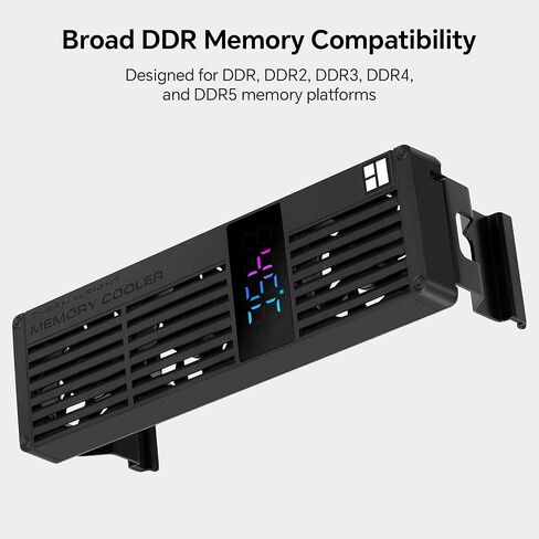 Thermalright MC-3 Digital Memory RAM Cooler, Triple 40mm PWM Fans, ARGB Display, 4500RPM, for DDR/DDR2/DDR3/DDR4/DDR5, Black (Black) in Saudi Arabia