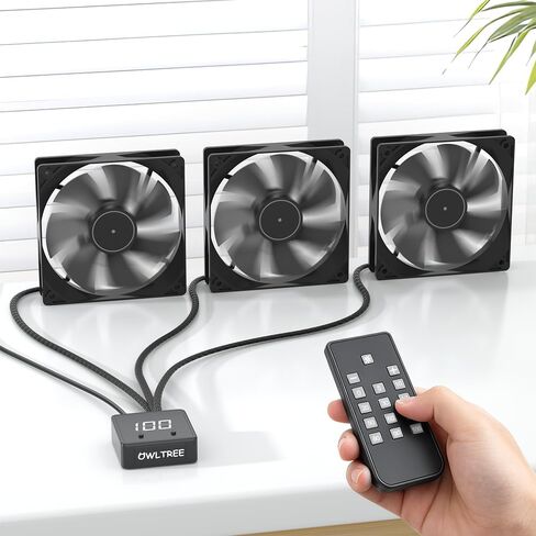 Remote 12V PWM PC Fan Controller 4 Pin Fans Supported, Digital Speed Adjustment Display & 4 Pin 3-Way Splitter Hub, Powered by 12V USB C Type-C PD QC, Max Total Output 60W in Saudi Arabia