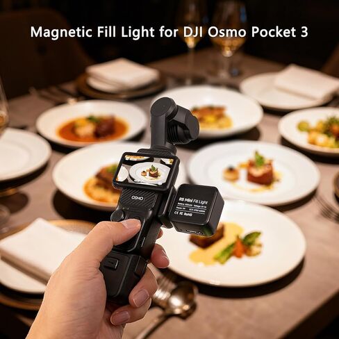 ضوء تعبئة مغناطيسي لـ DJI Osmo Pocket 3 4، 3 أوضاع لدرجة حرارة اللون، ضوء مدونة فيديو صغير، عمر بطارية طويل 2H، 42 جرام، ضوء منشئ المحتوى المحمول خفيف الوزن للغاية لمدونات الفيديو، والتصوير الليلي in Kuwait