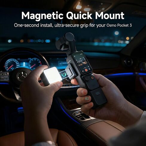 ضوء تعبئة مغناطيسي لـ DJI Osmo Pocket 3 4، 3 أوضاع لدرجة حرارة اللون، ضوء مدونة فيديو صغير، عمر بطارية طويل 2H، 42 جرام، ضوء منشئ المحتوى المحمول خفيف الوزن للغاية لمدونات الفيديو، والتصوير الليلي in Kuwait