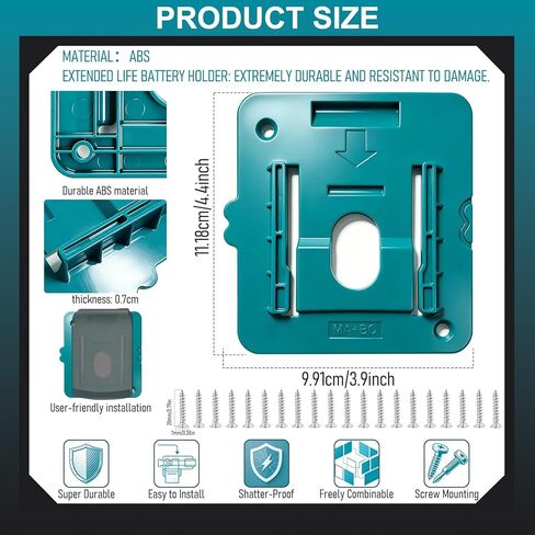 10PCS Battery Rack for Makita BL1850 BL1860 BL1830 BL1840 BL1815 BL1820 BL1830, Battery Mount Compatible with Makita 18v LXT Li-Ion Fit for BL1860, Battery Dock for Garage Workshop in Saudi Arabia