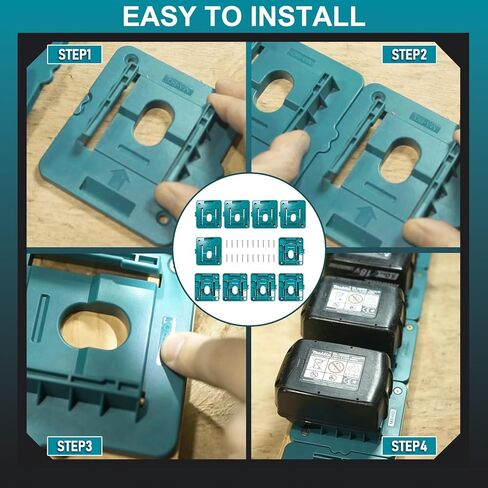 10PCS Battery Rack for Makita BL1850 BL1860 BL1830 BL1840 BL1815 BL1820 BL1830, Battery Mount Compatible with Makita 18v LXT Li-Ion Fit for BL1860, Battery Dock for Garage Workshop in Saudi Arabia