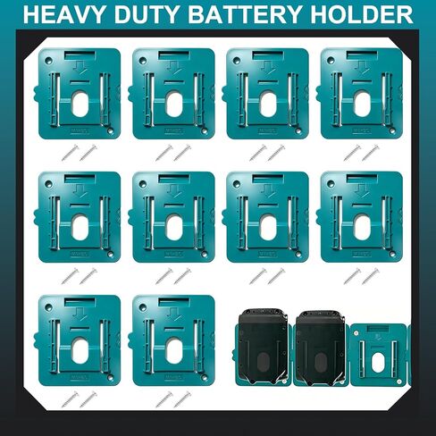 10PCS Battery Rack for Makita BL1850 BL1860 BL1830 BL1840 BL1815 BL1820 BL1830, Battery Mount Compatible with Makita 18v LXT Li-Ion Fit for BL1860, Battery Dock for Garage Workshop in Saudi Arabia