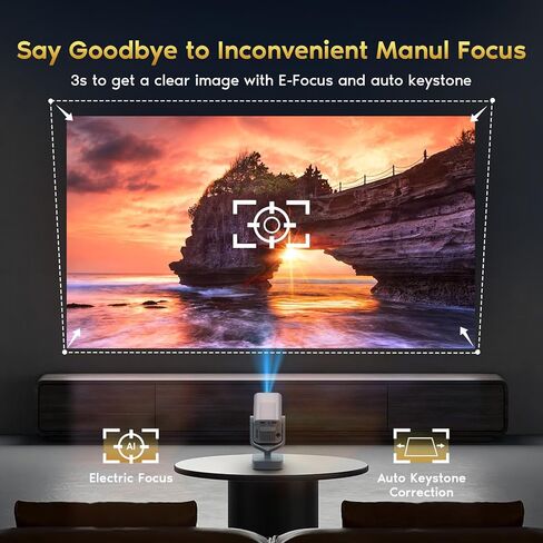 Mini Portable Projector with WiFi 6 and Bluetooth 5.2 Android, 1080P 4K Support with Apps Built in, 200 ANSI Lumens, Auto Keystone, 270° Rotatable Outdoor Wireless Projector Compatible with HDMI/Phone in Saudi Arabia