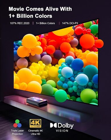 AWOL VISION LTV-3000Pro with 120" Motorized ALR Floor Rising Screen Bundle, Dolby Vision & Atmos, HDR10+, UST Laser TV Home Theater Projector with 120'' Station in Saudi Arabia