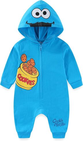 رومبر بغطاء للرأس وأكمام طويلة للأولاد من Sesame Street Boys Elmo أو Cookie Monster للأطفال حديثي الولادة والرضع والأطفال الصغار in Kuwait