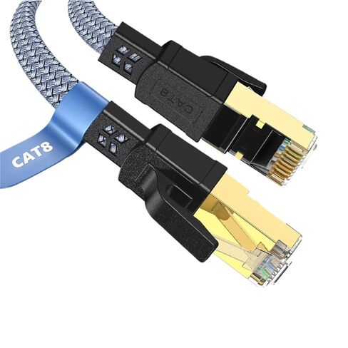 High Speed Cat 8 Ethernet Cable 40Gbps Nylon Braided Flat LAN RJ45 Cable for Router Modem Laptop(Nylon Braided-Blue,2m) in Saudi Arabia