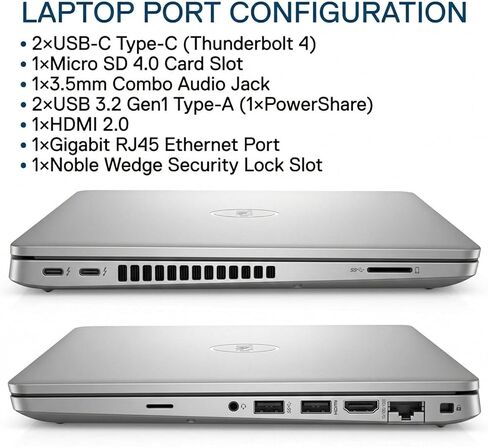 كمبيوتر محمول Dell 5420 Latitude شاشة لمس FHD مقاس 14 بوصة (1920 × 1080) كمبيوتر محمول، الجيل الحادي عشر Intel Core i7-1185G7، ذاكرة وصول عشوائي 16 جيجابايت، 512 ميجابايت M.2-NVMe، Thunderbolt، HDMI، نوع C، كاميرا ويب، Windows 11 Pro (متجدد) in Saudi Arabia