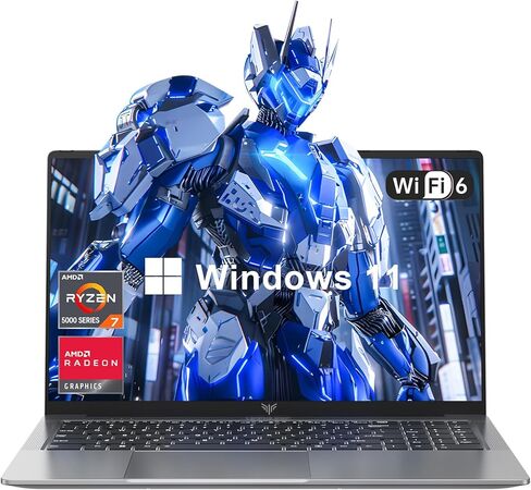 كمبيوتر محمول KAIGERR Light Gaming، ΑΜD Ryzen 7 5700U(8C/16T، حتى 4.3 جيجا هرتز)، ذاكرة وصول عشوائي 16 جيجا بايت 512 جيجا بايت NVMe SSD، كمبيوتر محمول 2026، كمبيوتر محمول IPS 15.6 بوصة، WiFi 6، لوحة مفاتيح رقمية، HDMI Type-C USB 3.2 كمبيوتر محمول متعدد ال in Saudi Arabia